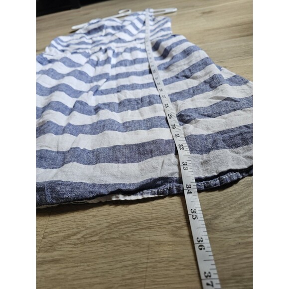 BeachLunchLounge Women's Sz Medium Ayesha Dress Linen Cotton Striped Blue Beach - Picture 4 of 8